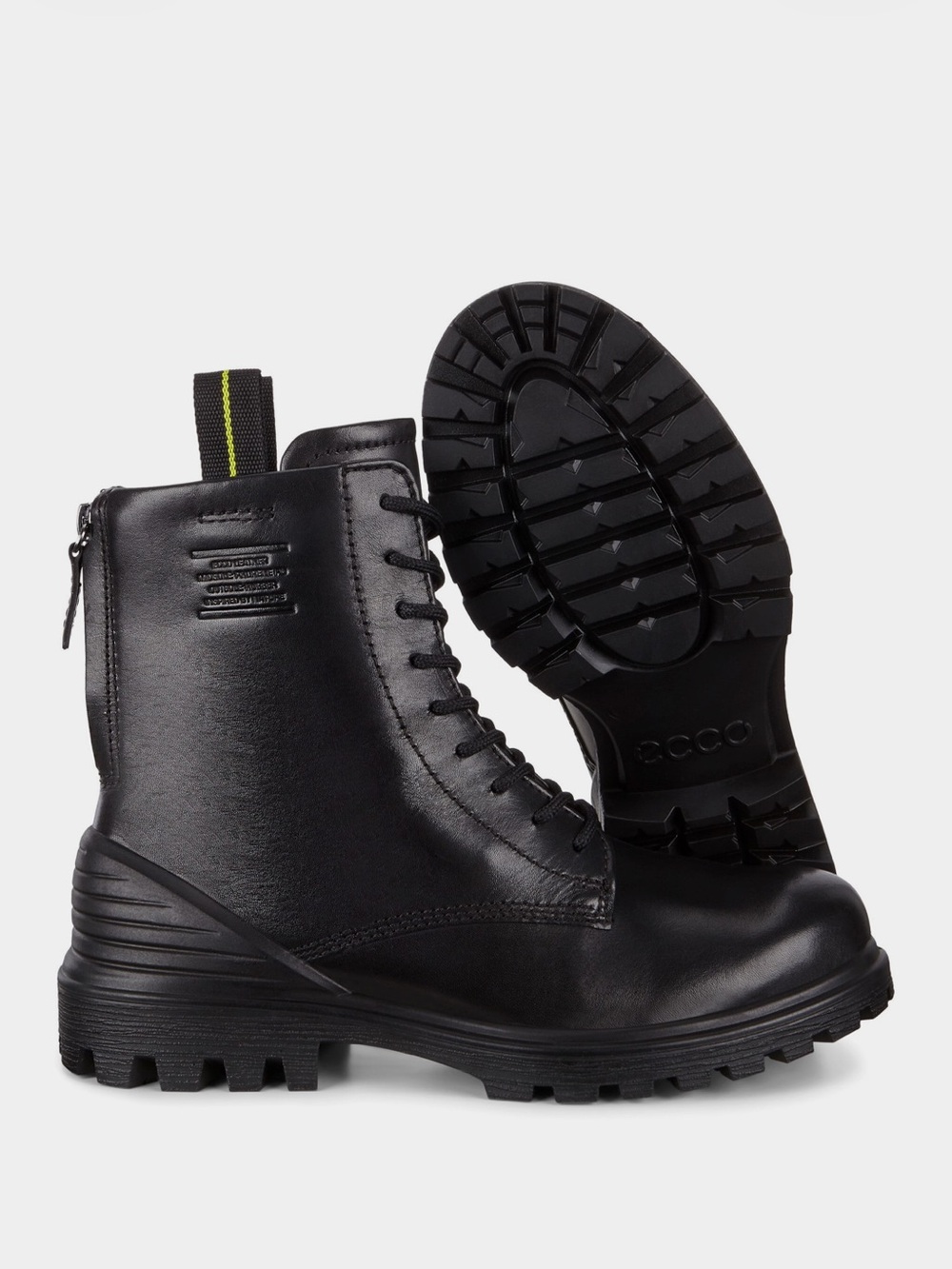 Black Leather Lace-Up Combat Boots - Men's